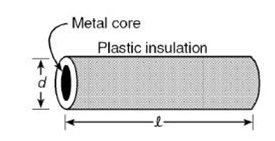 Plastic insulation surrounds a wire