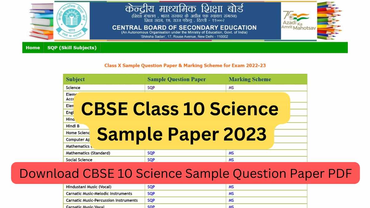 Get CBSE Class 10 Science Sample Paper and marking scheme for 2022-23