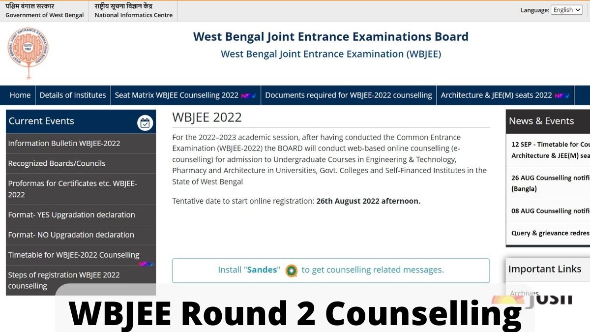 Wjee WBJEE 2022 Round 2 Counseling last date for Document Verification, Mop ...