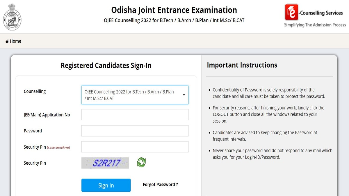 OJEE Counselling 2022 Registration 2022 