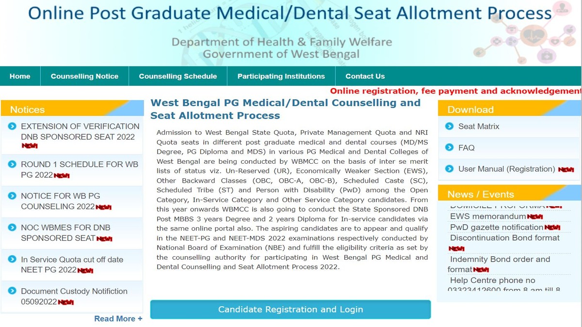 West Bengal NEET PG 2022 Counselling Begins 