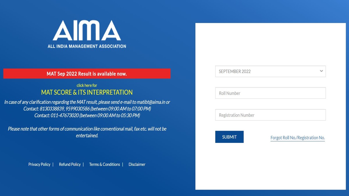 MAT Result 2022 (OUT) AIMA Declared Management Aptitude Test Result