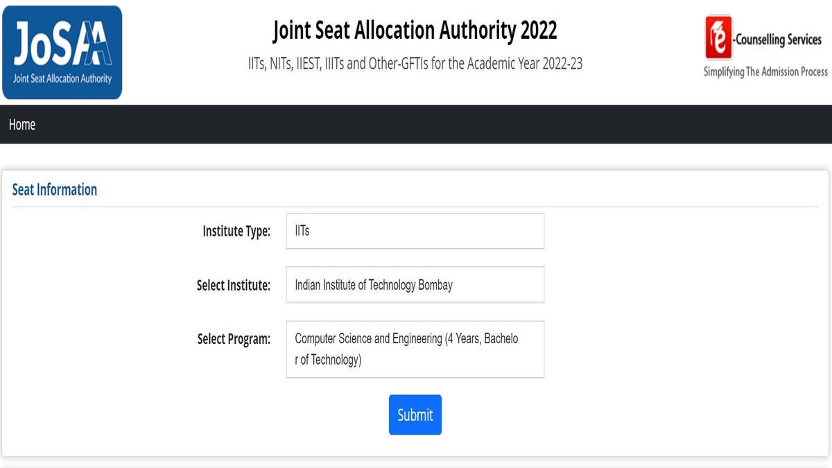 JoSAA Counselling 2022 Seat Matrix Released