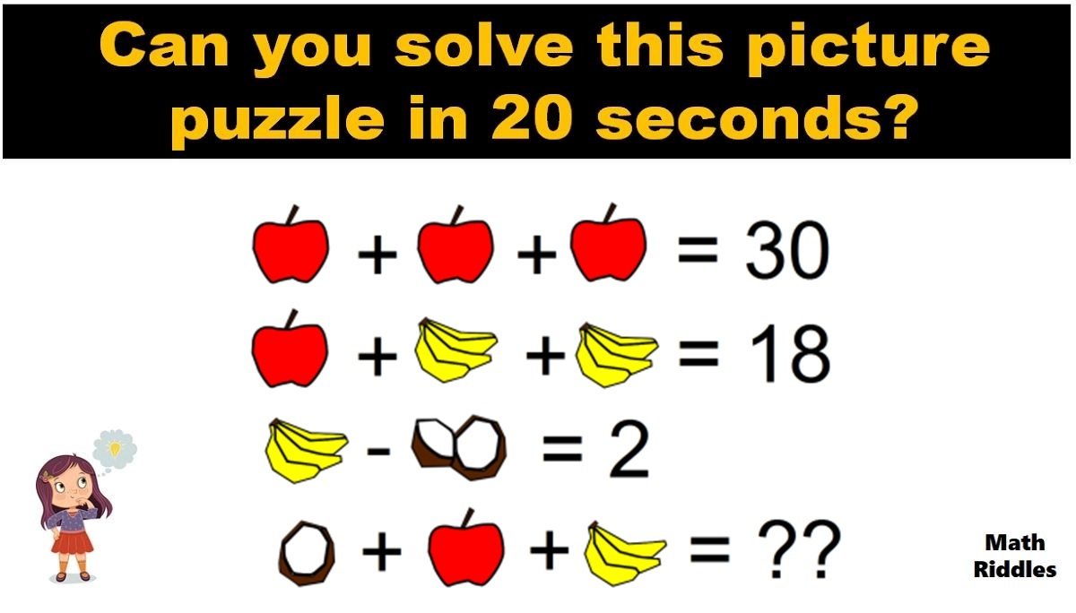 Math Riddles: Can You Solve This Viral ‘Apple + Banana + Coconut’ Picture Puzzle in 20 Seconds?
