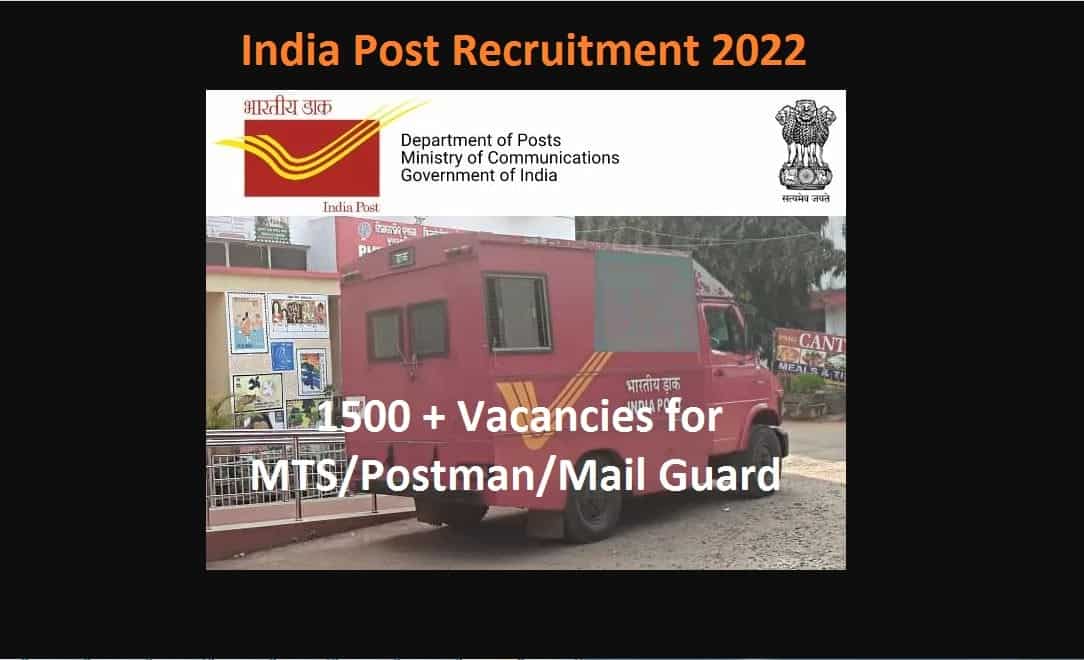 India Post Recruitment 2022:  1500+ Vacancies to be Filled for Postman/MailGuard/GDS Across India