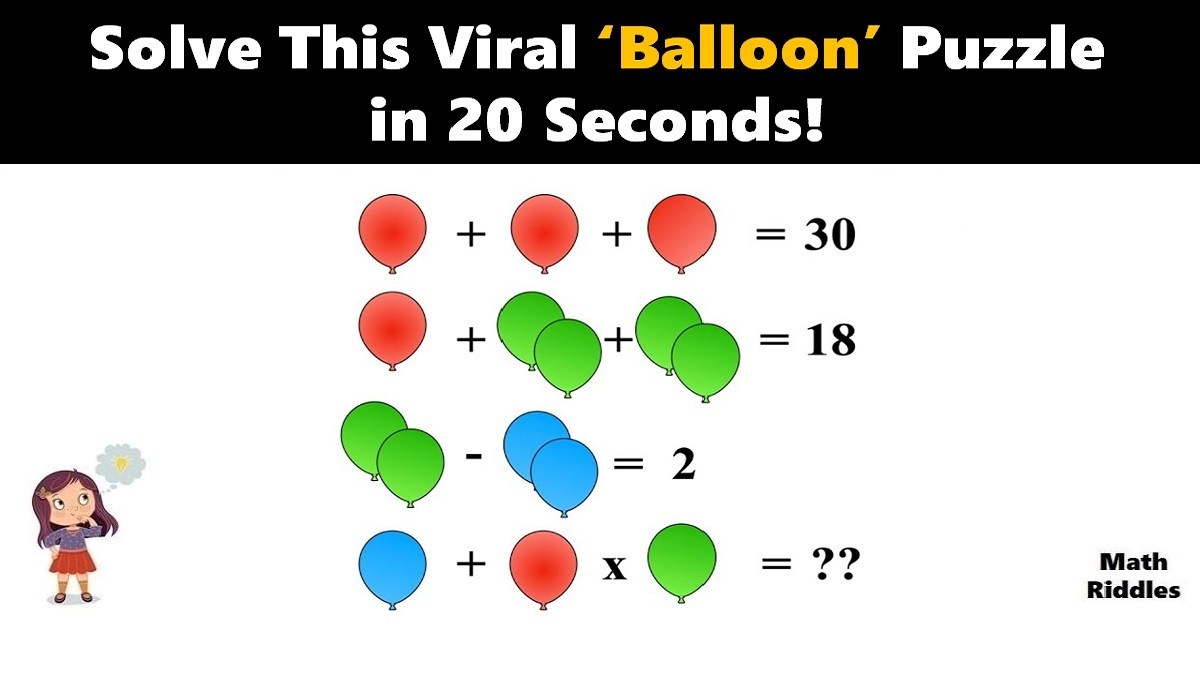 Math Riddles: Viral ‘Balloon’ Picture Puzzle, Only Genius Can Solve