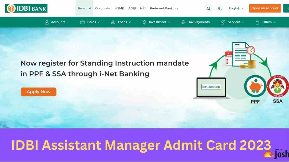 IDBI BANK ASSISTANT MANAGER ADMIT CARD 2023 OUT
