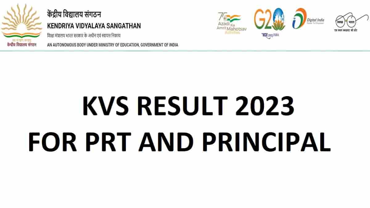 KVS Result 2023 for PRT and Principal Released at kvsangathan.nic.in