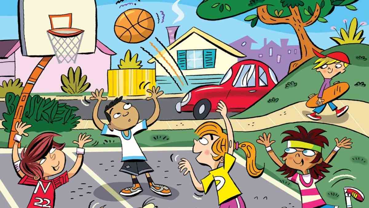 Brain Teaser for Testing Your IQ: Can you spot 6 Hidden Words in Children Playing Basketball Picture within 15 secs?