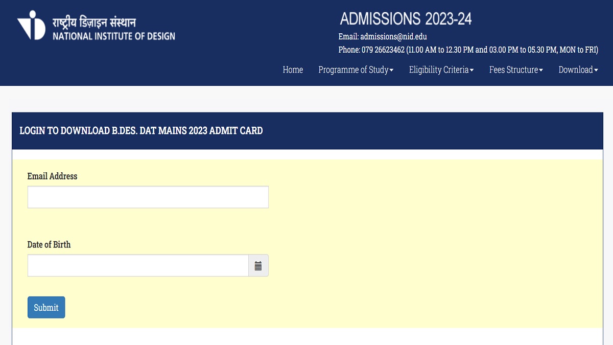 NID DAT 2023: B.Des Mains Admit Card Out, Get Direct Link Here ...