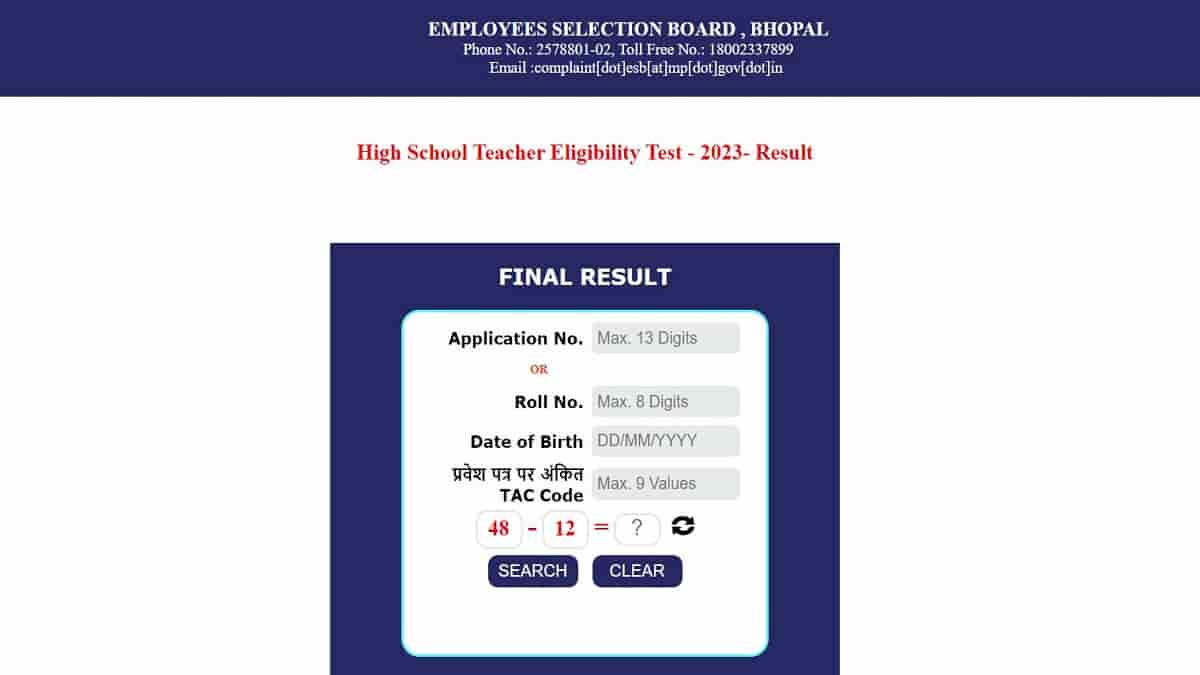 MPTET Result 2023 OUT at esb.mp.gov.in Download MP TET Varg 1 Marks Here