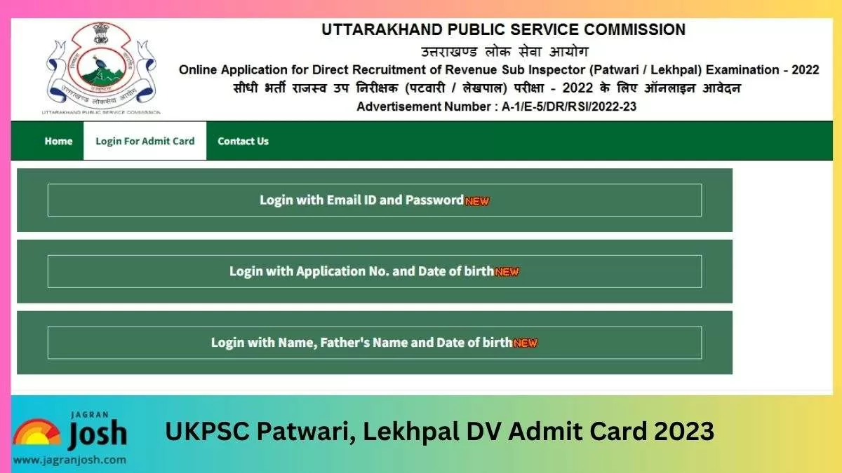 UKPSC Patwari, Lekhpal DV Admit Card 2023 Released, psc.uk.gov.in