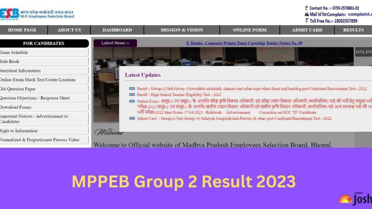 MPPEB GROUP 2 SUB GROUP 3 RESULT 2023 RELEASED