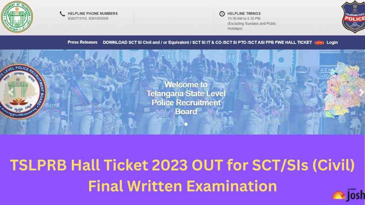 TSLPRB HALL TICKET 2023 RELEASED FOR SCT SIs Final Written Examination
