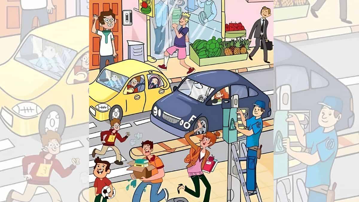 Seek and Find Puzzle: Can you find a tortoise in the busy street in 6 seconds?