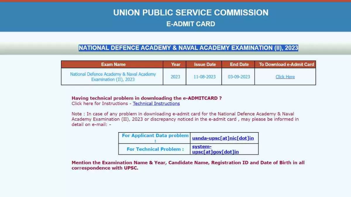 UPSC NDA Admit Card Released At Upsconline Gov In Direct Link To Download Hall Ticket