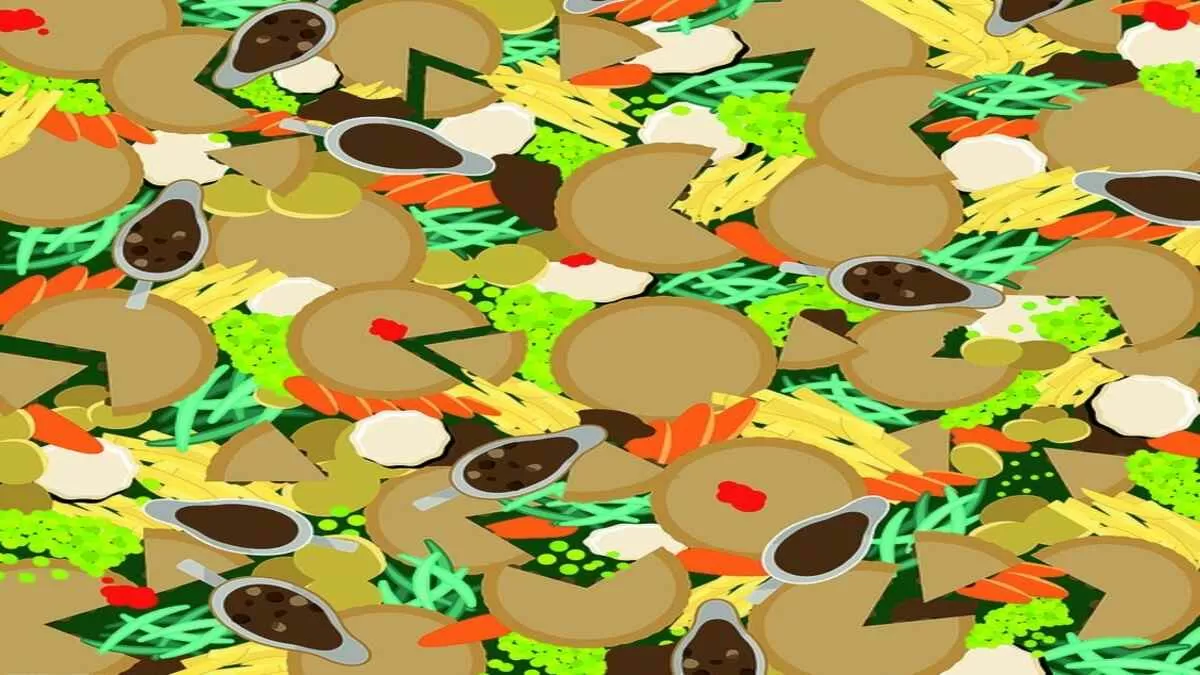 Optical Illusion: In 11 seconds, you are required to find the half-bitten cake in the image.
