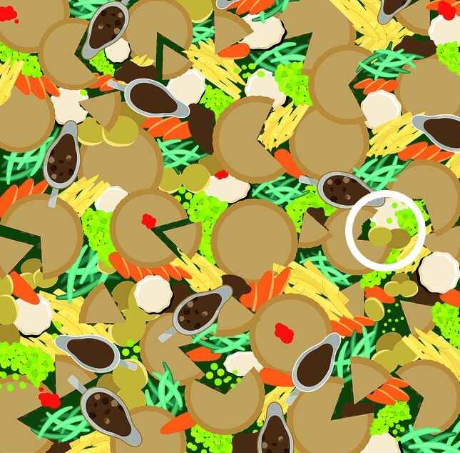 Optical Illusion: In 11 seconds, you are required to find the half-bitten cake in the image.