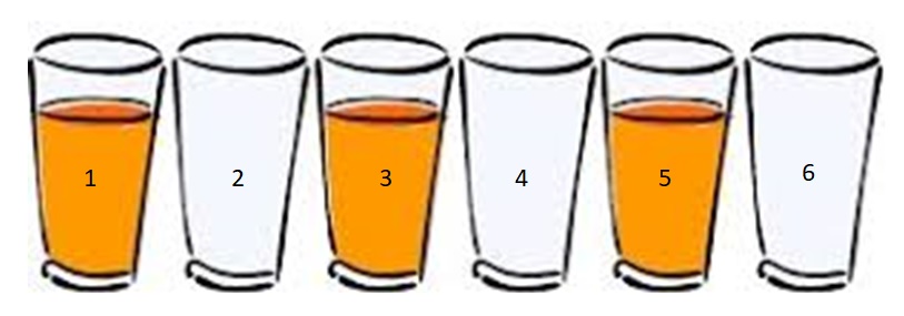 Move Only 1 Glass To Arrange 6 Glasses Full And Empty Alternatively