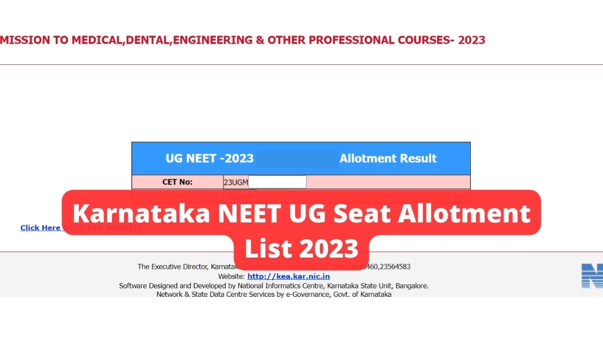 Karnataka NEET UG Seat Allotment List 2023 for Round 1 To Releases