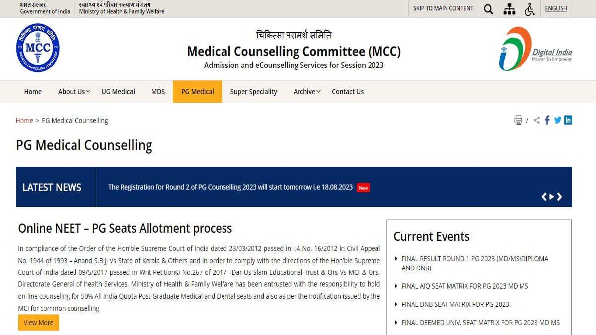 NEET PG Counselling 2023 Registrations For Round 2 To Begin Tomorrow ...