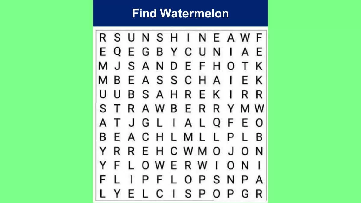 Word Search Puzzle: Find Watermelon in 5 seconds