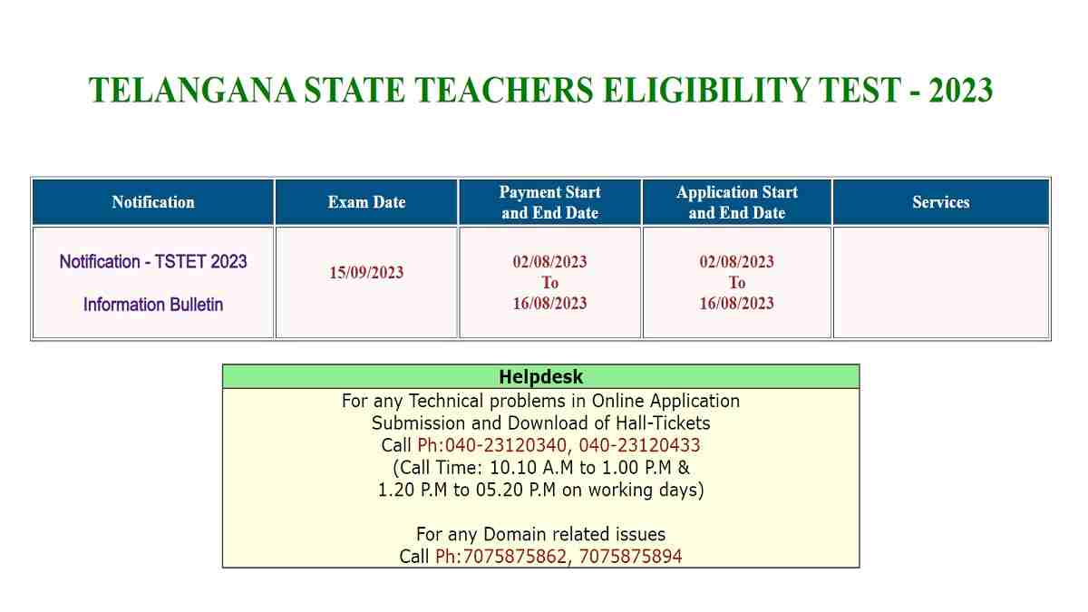 TS-TET 2023: Application Process Completed, Exam On Sep 15, Check Pattern/Timing And Others