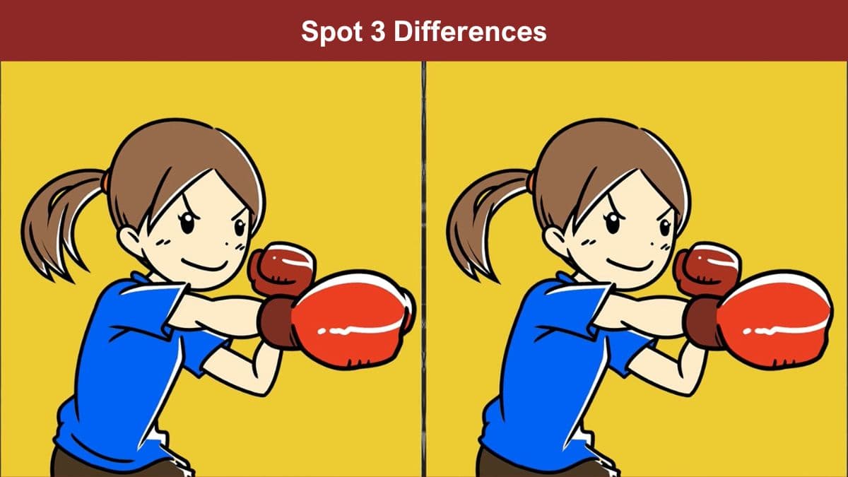 Spot 3 differences between the girl with boxing gloves in 11 seconds!