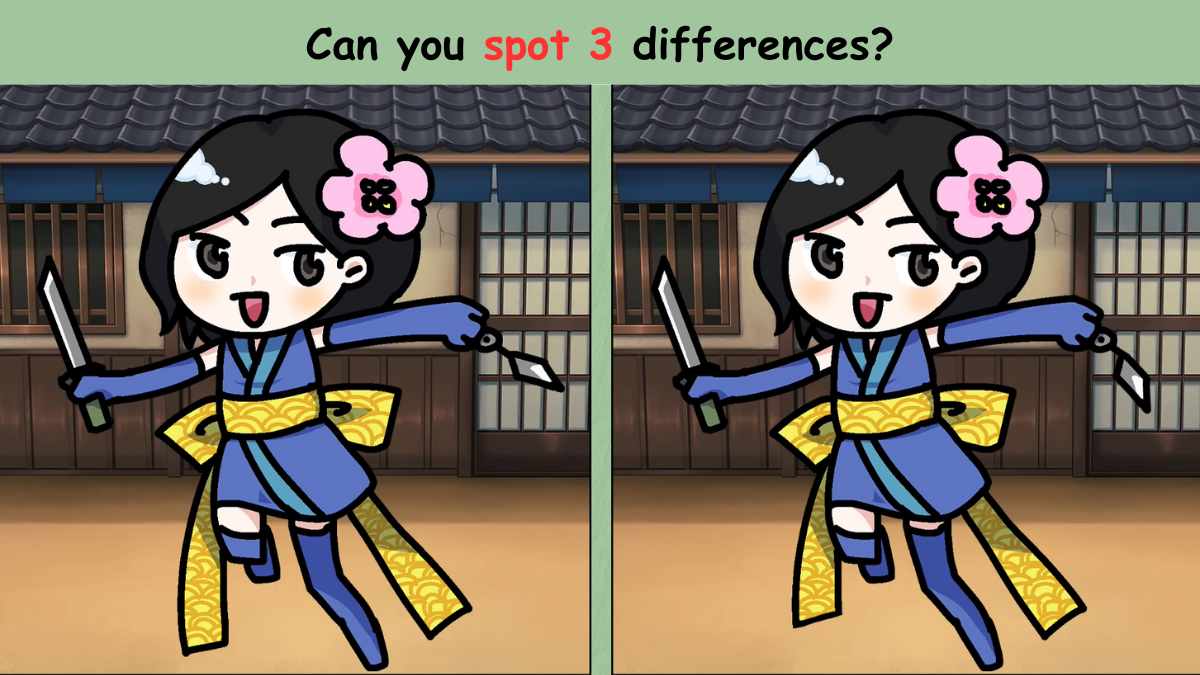 Spot 3 differences in the Japanese girl pictures within 6 seconds!