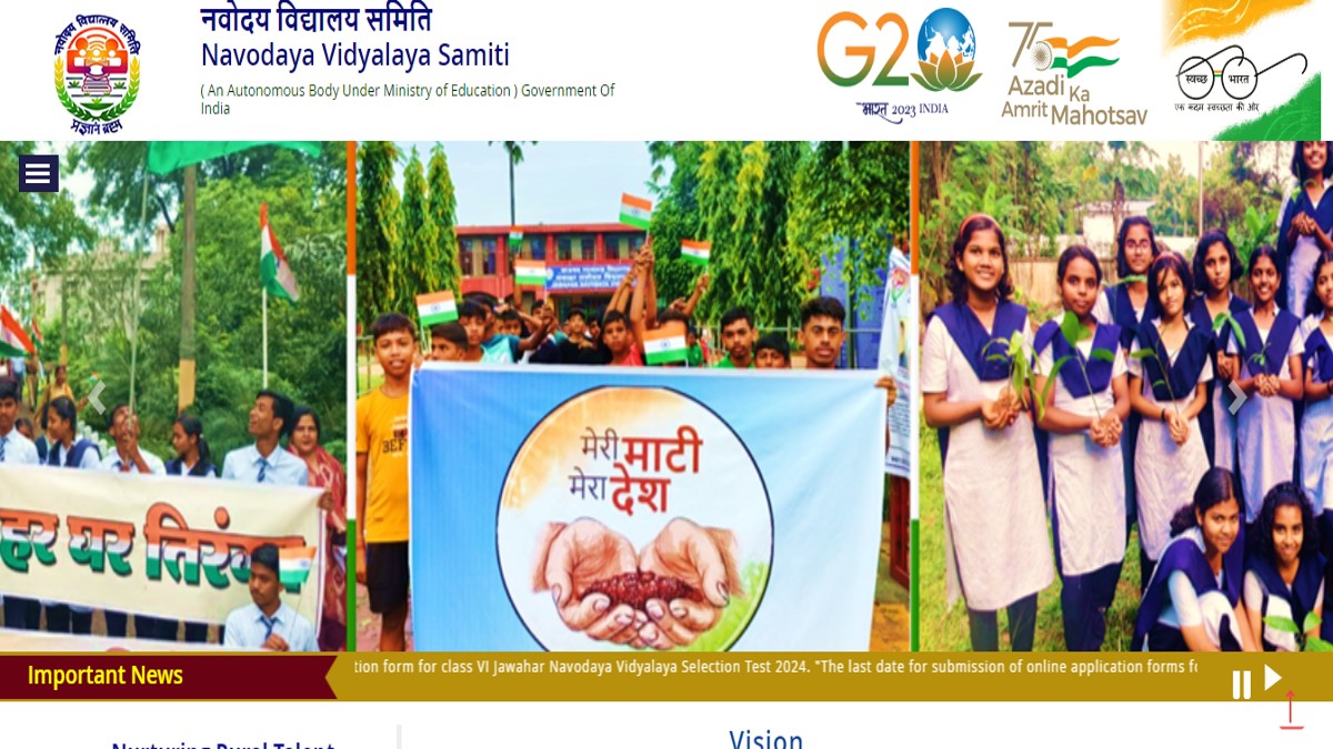 JNVST class 6 application 2024 