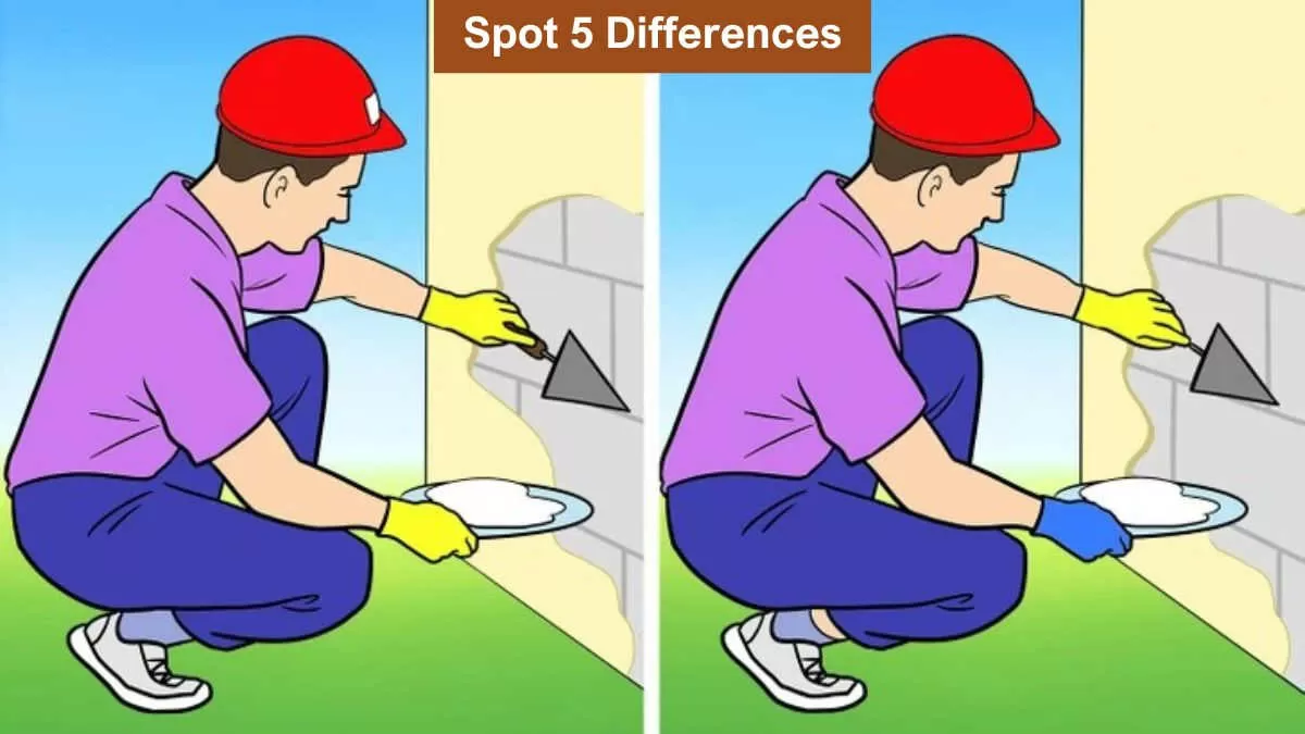 Spot 5 differences between the two builder pictures in 15 seconds