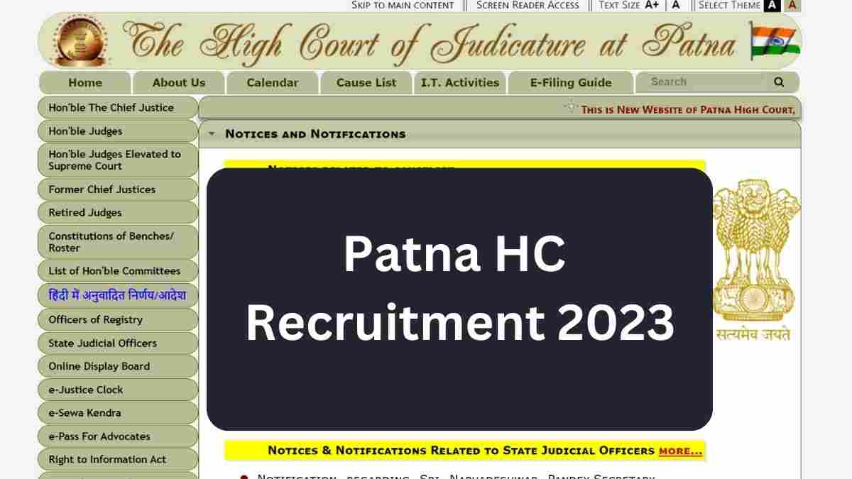 Patna High Court Bharti 2023 पटना हाई कोर्ट में पर्सनल असिस्टेंट पदों