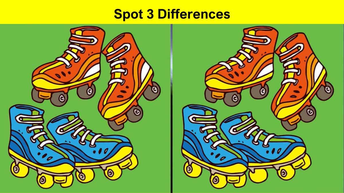 Spot 3 differences between the skating shoe pictures in 7 seconds!