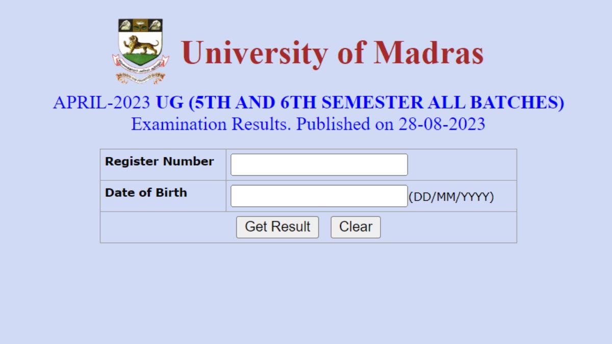 University of Madras Results 2023