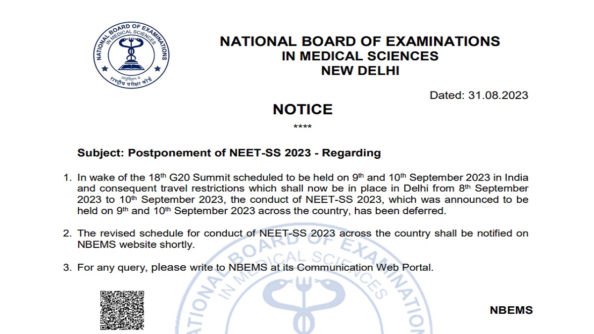 NEET SS 2023 exams postponed