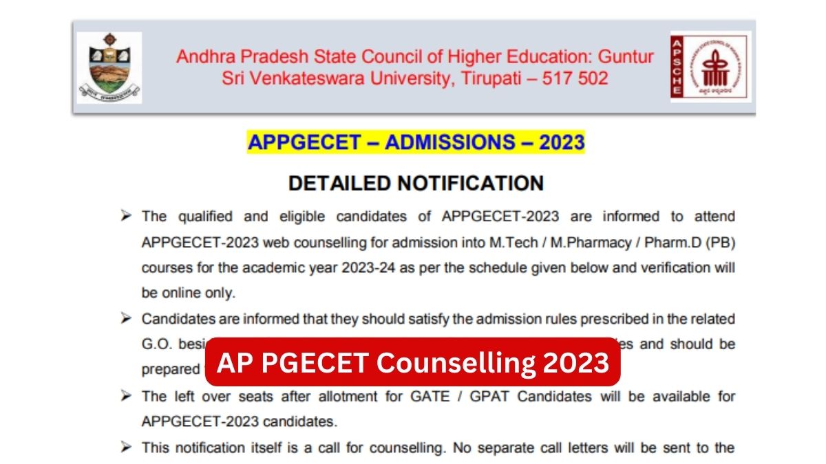 AP PGECET Counselling 2023 Schedule Released, Register From August 26 ...