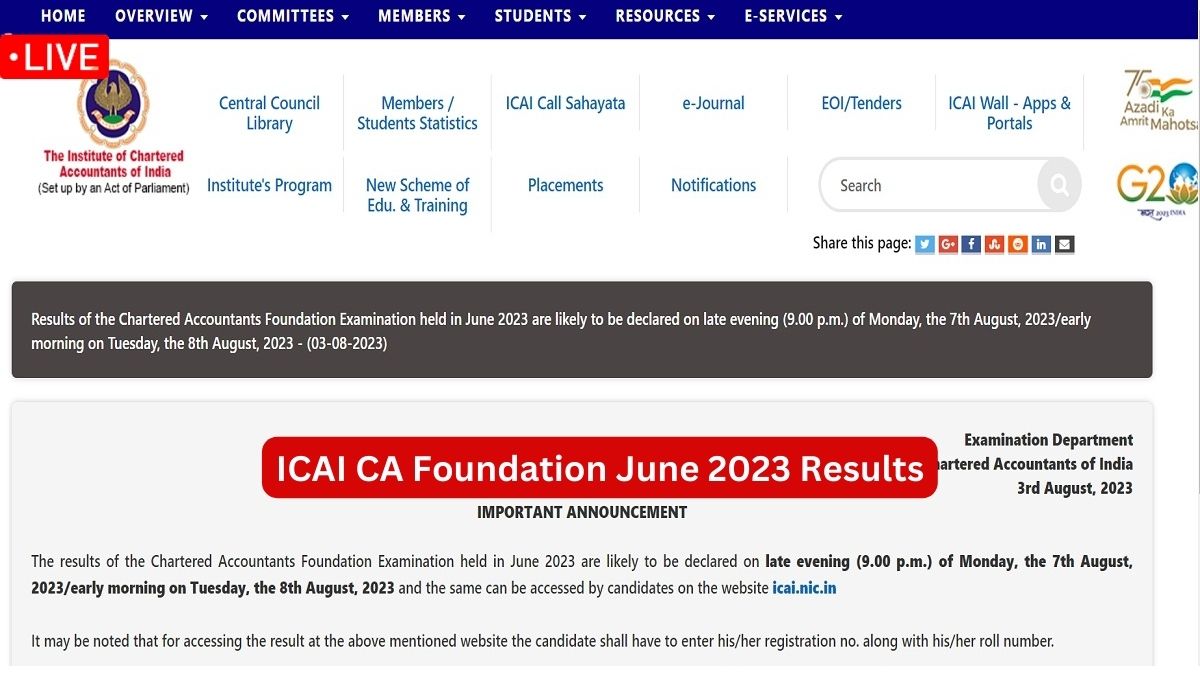 ICAI CA June 2023 Foundation Result Today