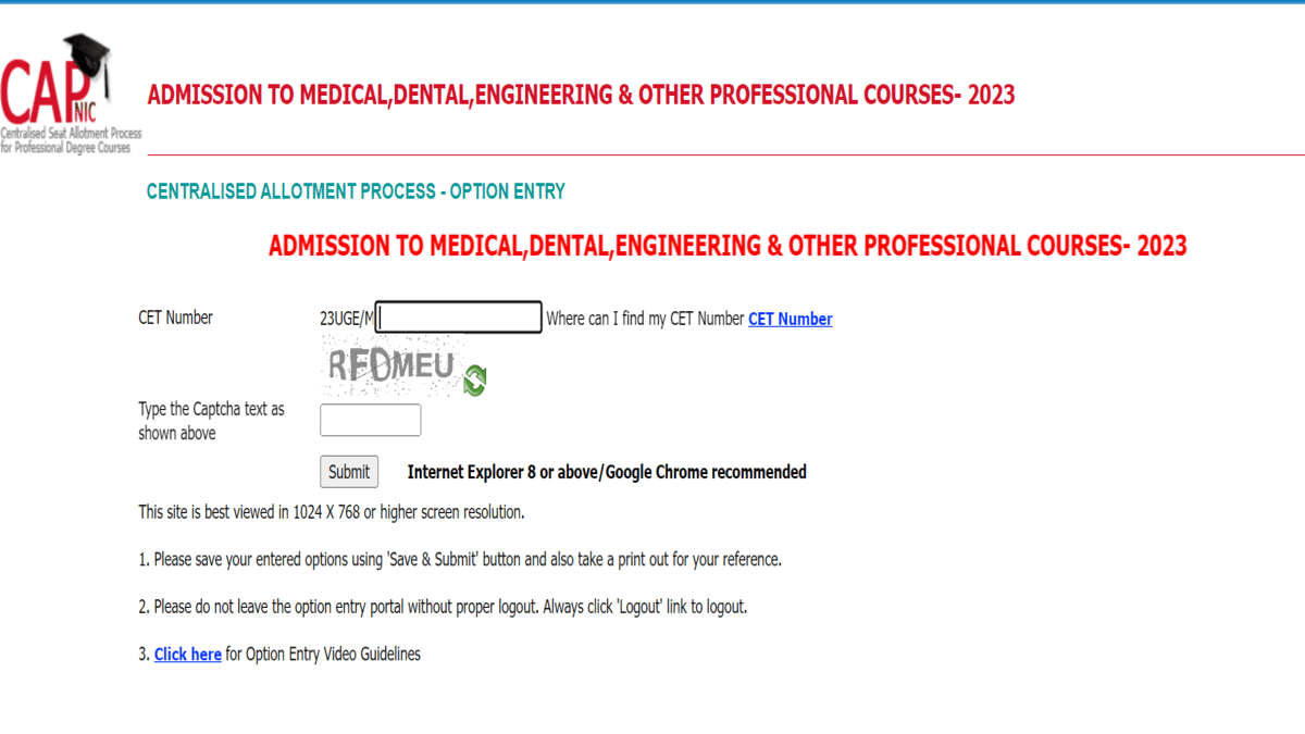 KCET 2023 option entry starts for engineering medical