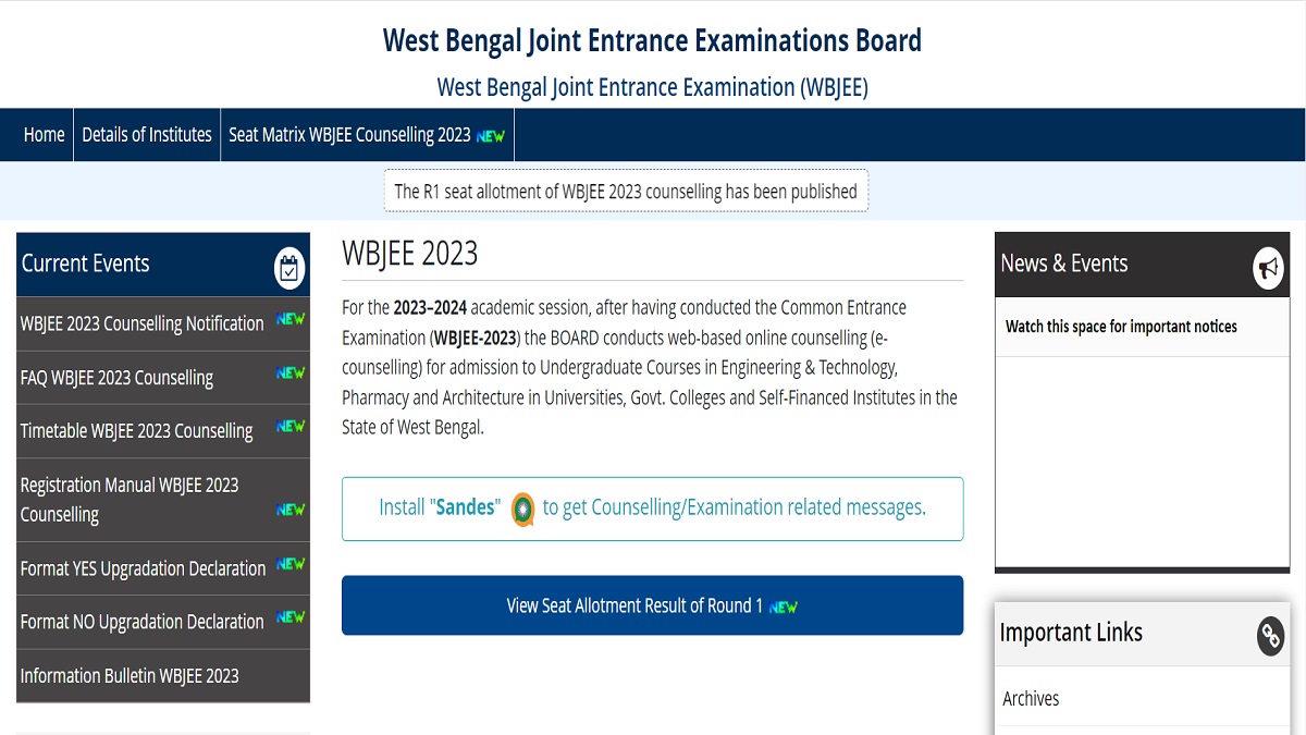 WBJEE Counselling 2023 Round 2 Seat Allotment Result Out, Reporting ...