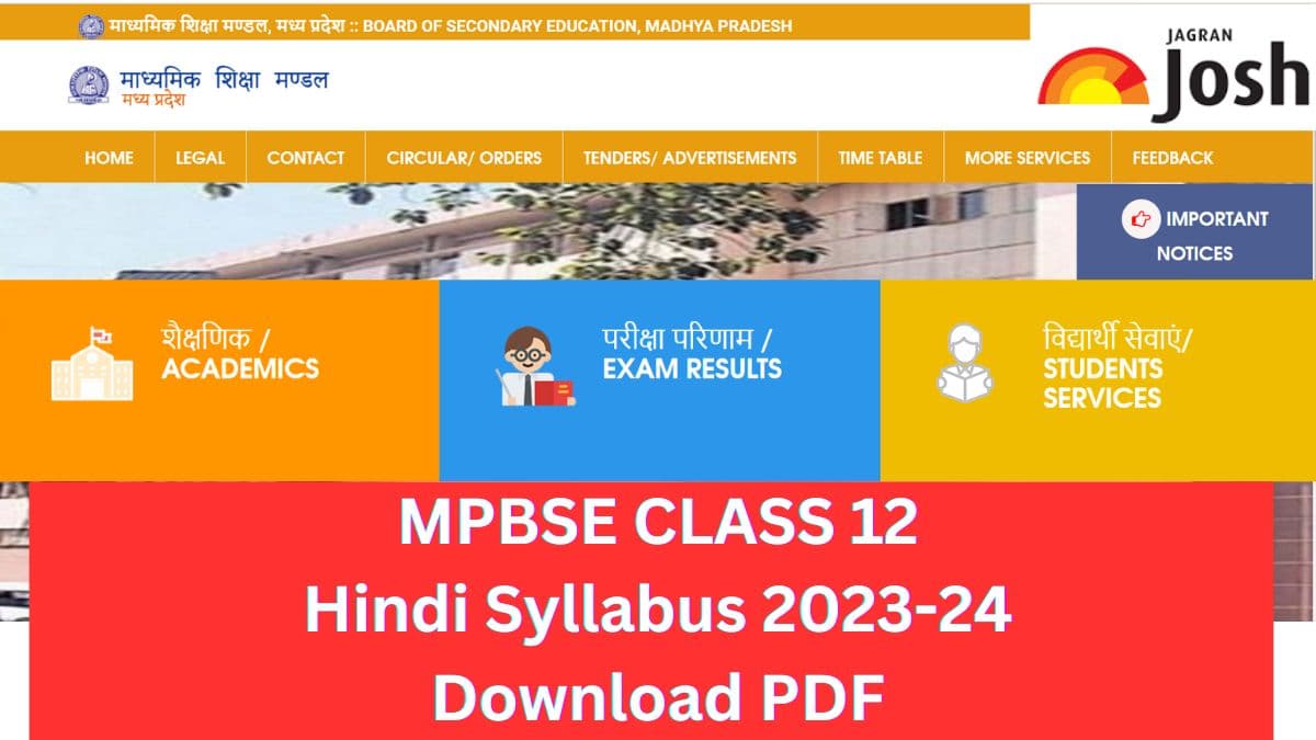 MP Board 12th Hindi Syllabus 2023-24: Download Revised MPBSE Hindi Syllabus PDF