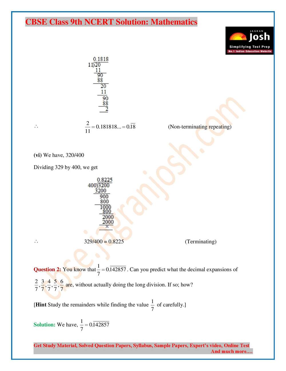 इयत्ता 9वी गणितासाठी NCERT सोल्युशन्स धडा 1 व्यायाम 3 पृष्ठ 3