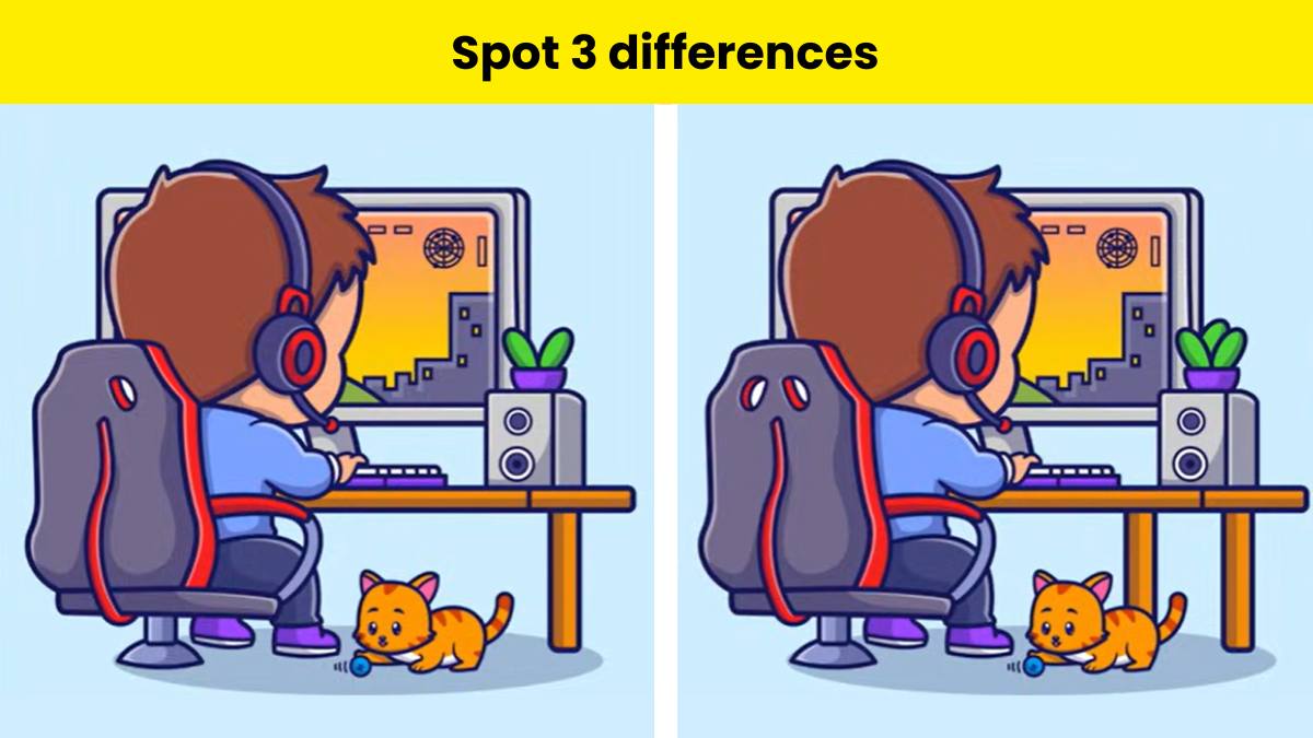 Are you smart enough to spot 3 differences between the gaming boy pictures in 9 seconds?