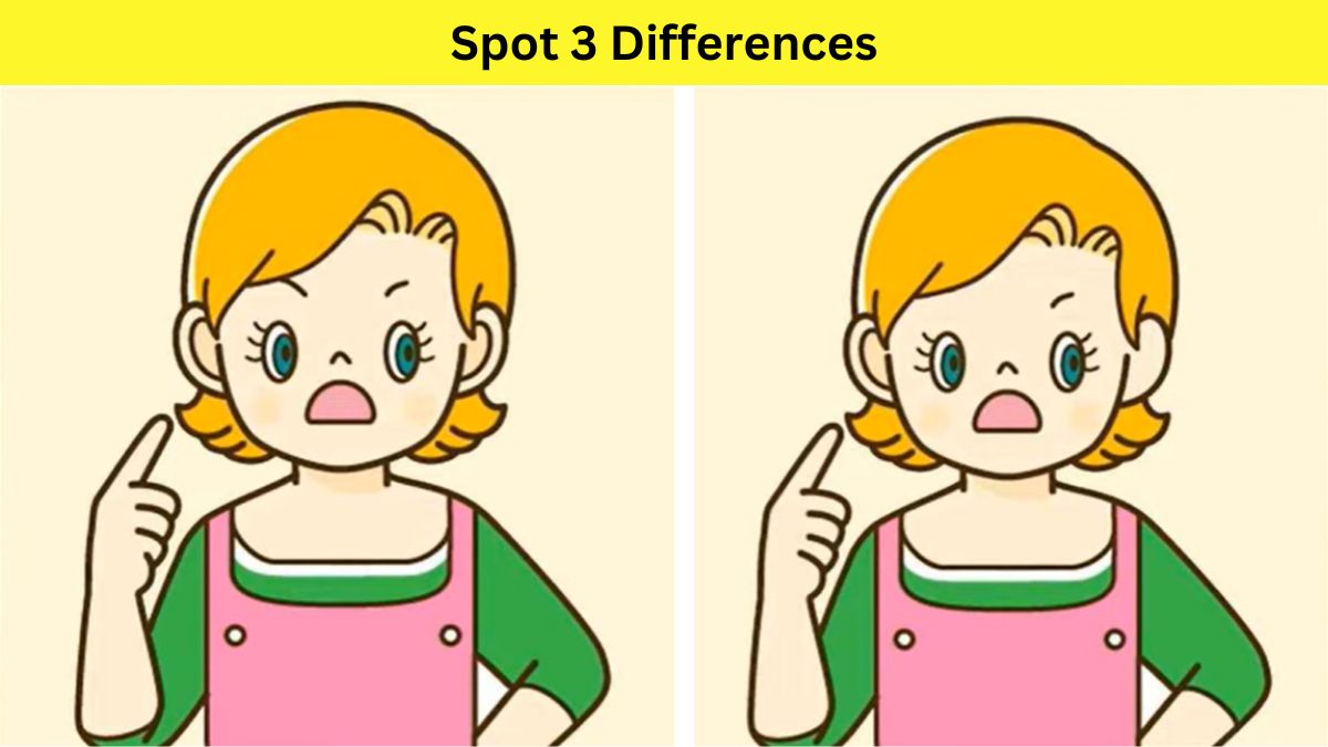 Only extra observant people can spot 3 differences in shocked woman pictures in 12 seconds. 