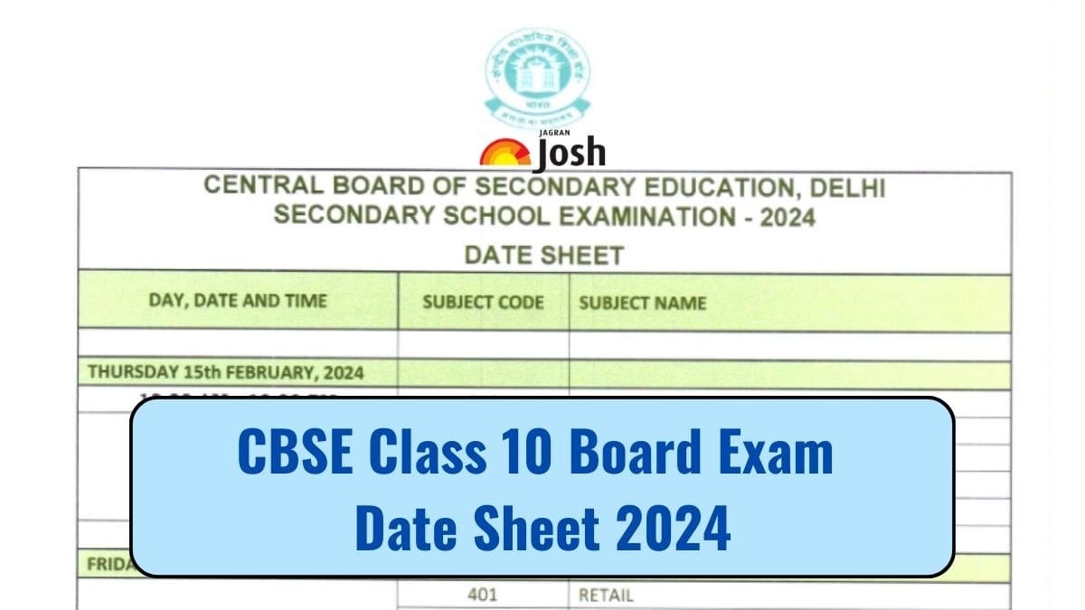 CBSE Date Sheet 2024 Class 10 PDF Download Class 10th Exam Date and