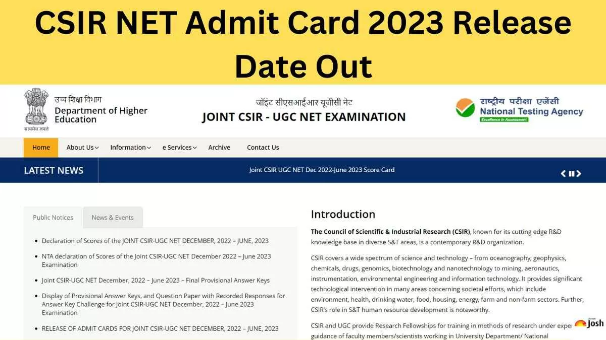 Csir Ugc Net Dec Admit Card 2023 Date Direct City Intimation Link Out 0374