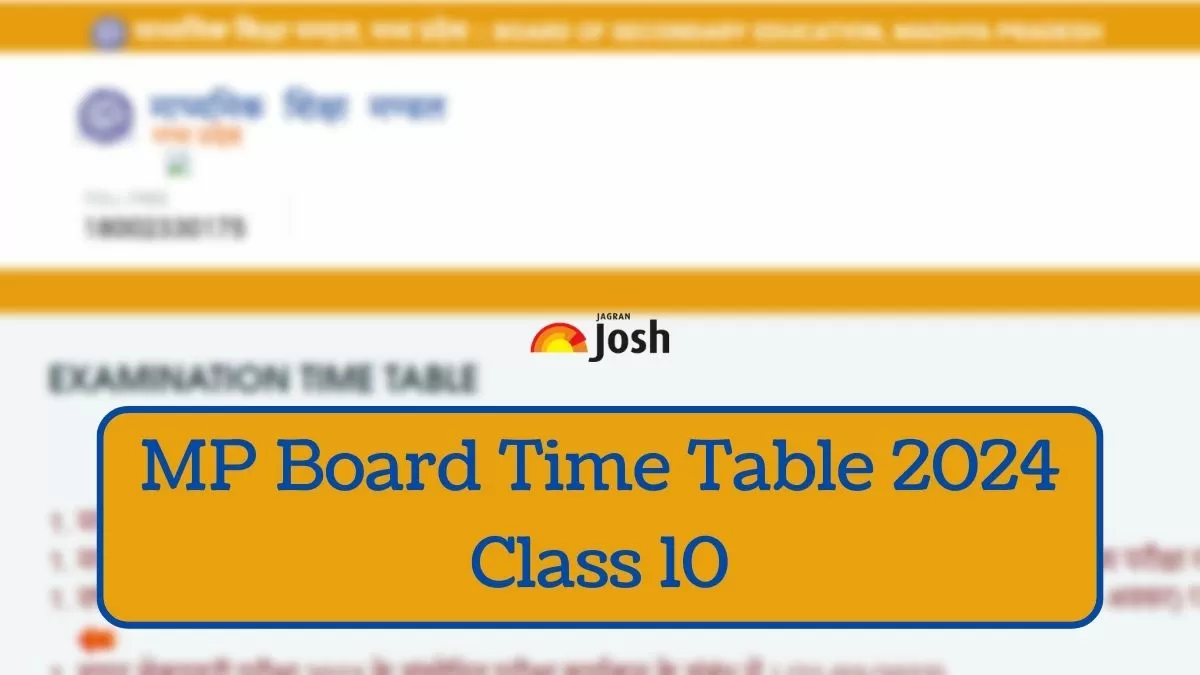 MP Board 10th Time Table 2024 Download MPBSE Class 10 Exam Date PDF