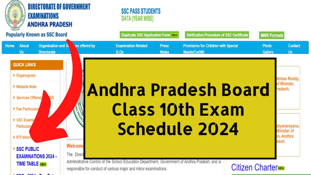 AP SSC Time Table 2024 (Out) Download AP Class 10th Exam Date Sheet PDF