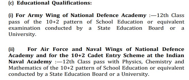 Eligible rank in nda for bipc students