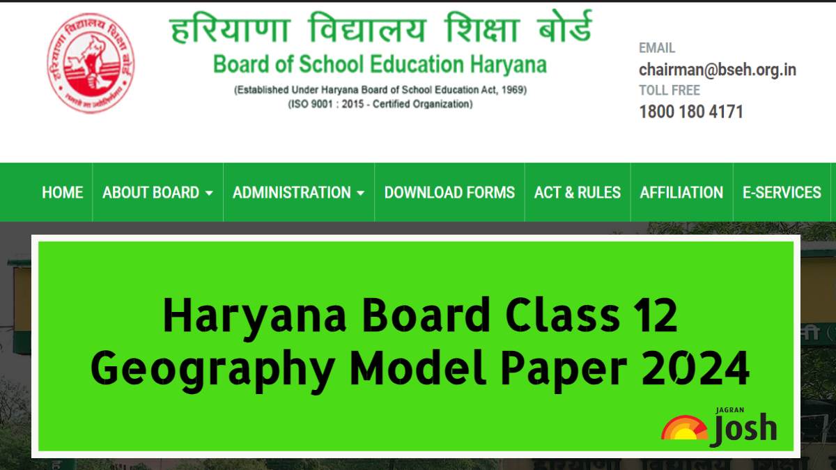 Haryana Board 12th Geography Model Paper 2024 Download Class 12