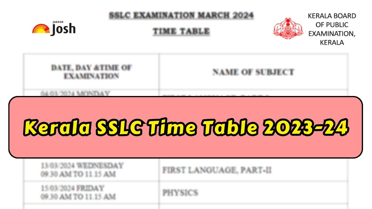 Kerala SSLC Time Table 2024: Download Kerala 10th Exam Date and Timings PDF